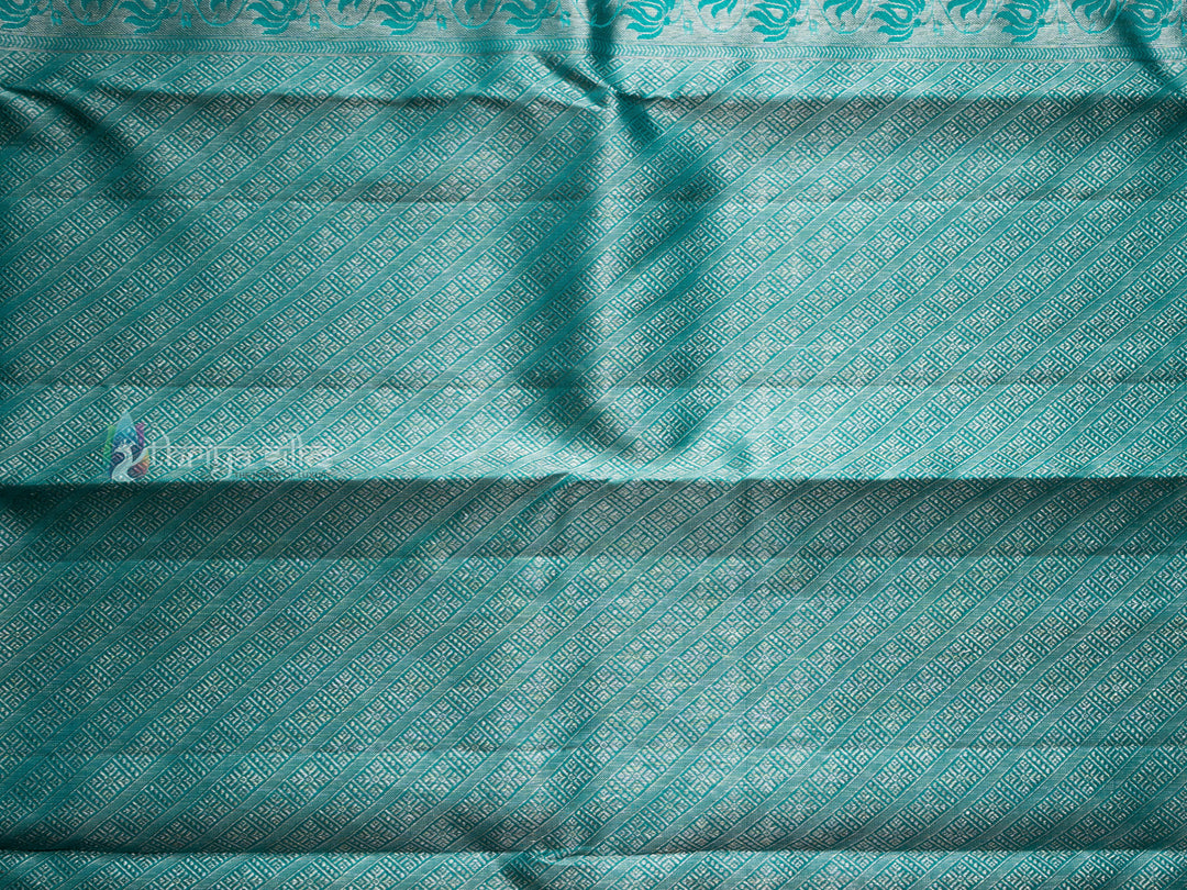 Baby Pink And Aquamarine Blue Kanchipuram Silk Saree - TSW0946 - View 2