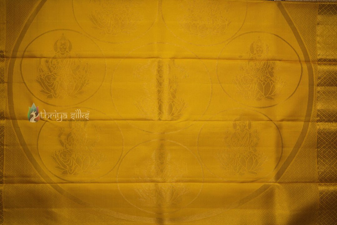 Violet with Yellow Border Pure Zari Kanchipuram Silk Saree - TSW0793 - View 5