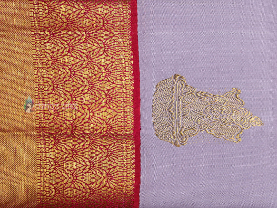 Lavender Pure Zari Kanchipuram Silk Saree - TSW0791 - View 4