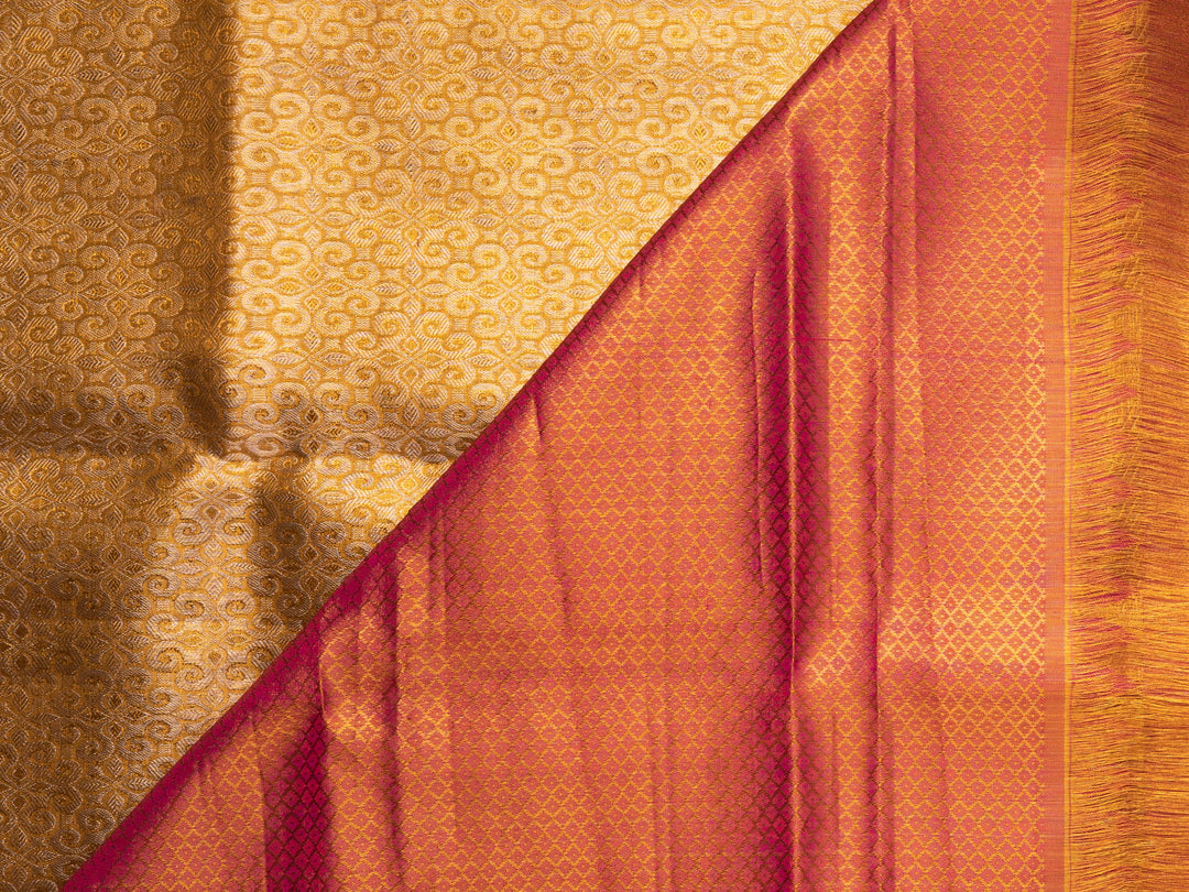 Gold and Pink Pure Zari Kanchipuram Silk Saree - TSW0826 - View 2