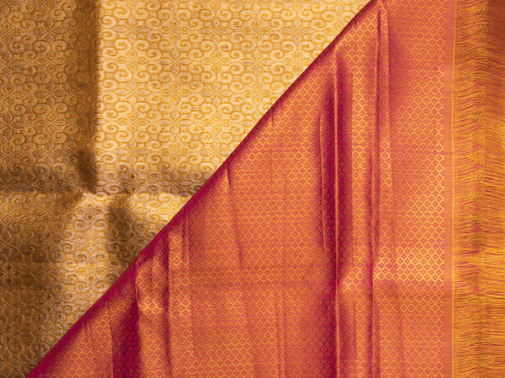 Gold and Pink Pure Zari Kanchipuram Silk Saree - TSW0826 - View 2