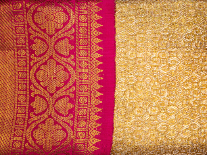 Gold and Pink Pure Zari Kanchipuram Silk Saree - TSW0826 - View 3