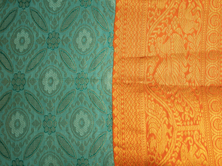 Pista Green And Orange Kanchipuram Silk Saree - TSW0918 - View 4