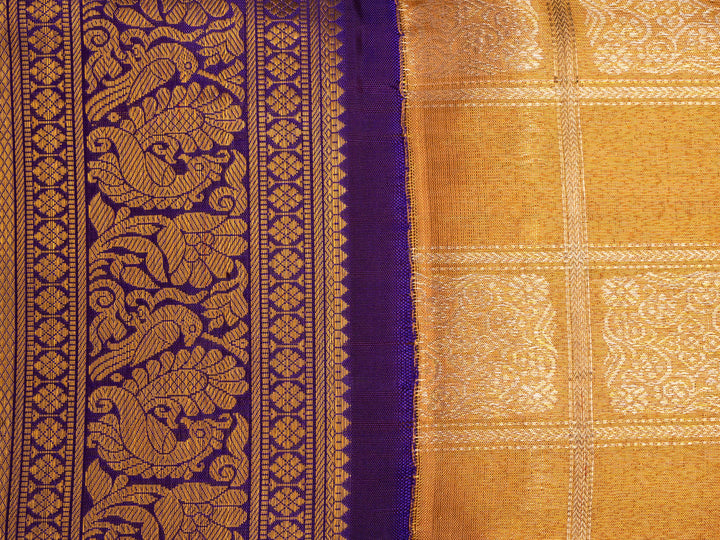 Gold Tissue and Purple Pure Zari Kanchipuram Silk Saree - TSW0823 - View 3