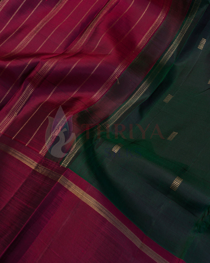 Dark Green Kanchipuram Silk Saree with 3G Zari - TSW1301