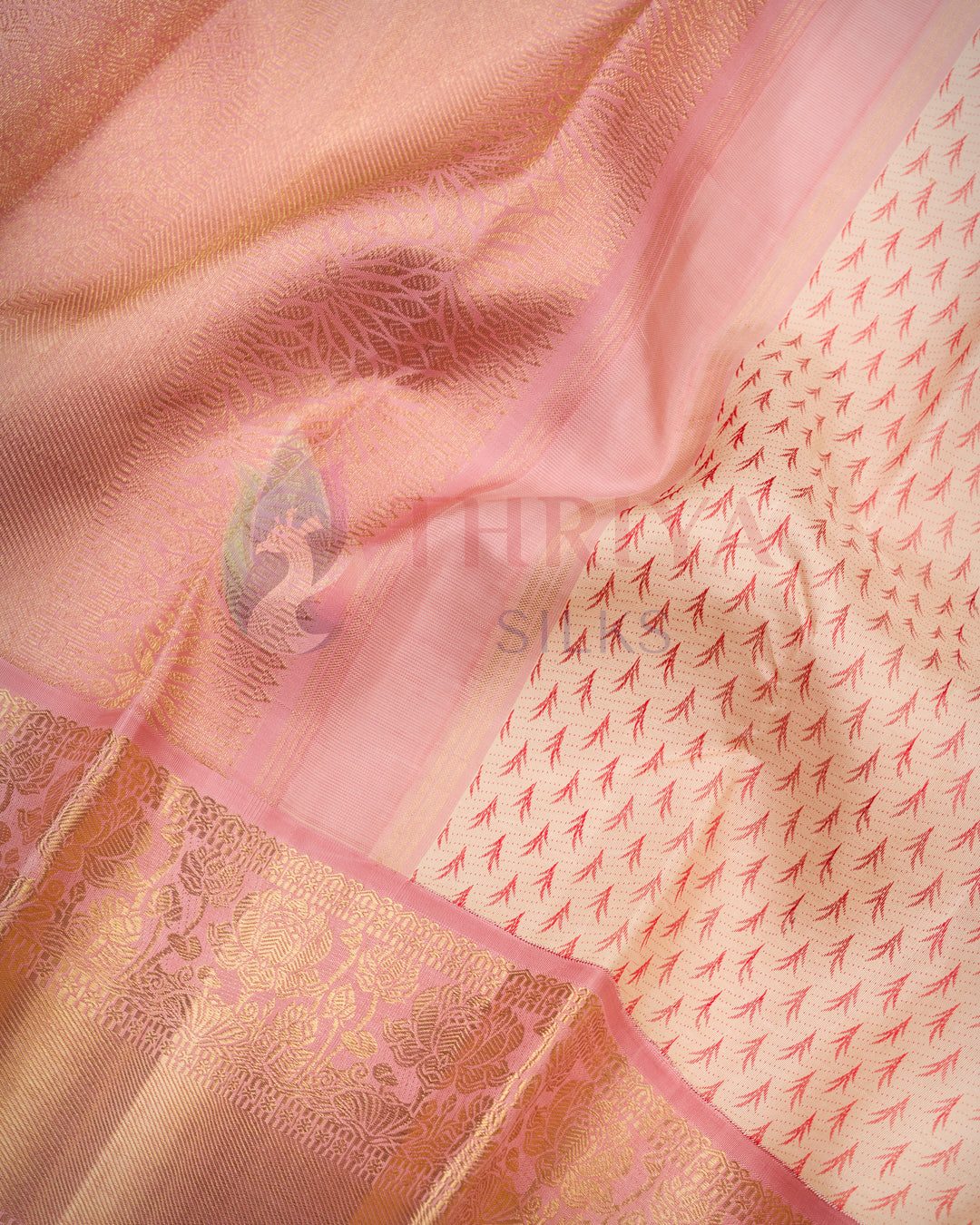 Sandal color Korvai Kanchipuram silk saree with rich 5g zari work – TSW201102, traditional and elegant drape