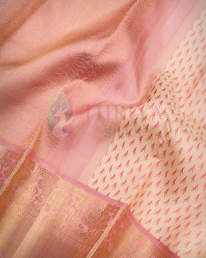 Sandal color Korvai Kanchipuram silk saree with rich 5g zari work – TSW201102, traditional and elegant drape