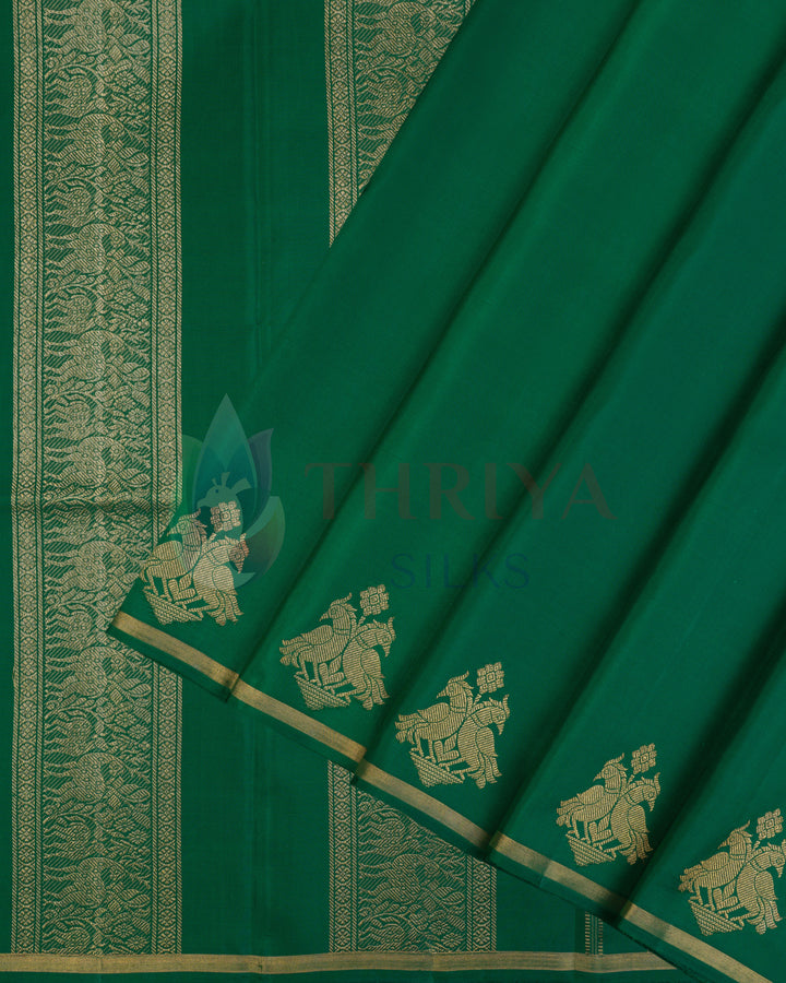 Green Kanchipuram Silk  Saree With 2G Zari  - TSW100401