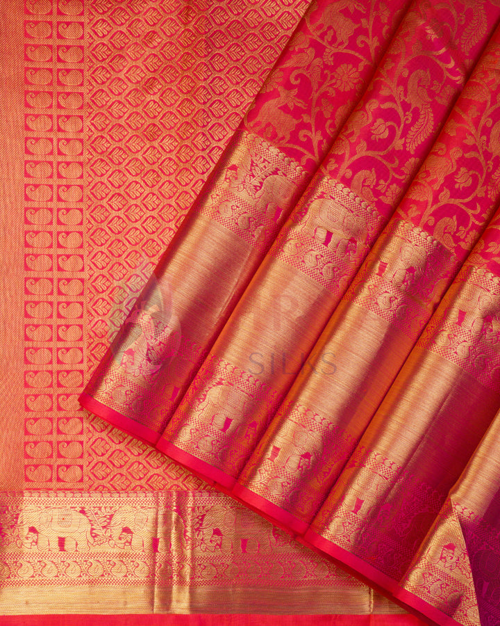 Orange Korvai Kanchipuram Silk Saree - BW2425(3)
