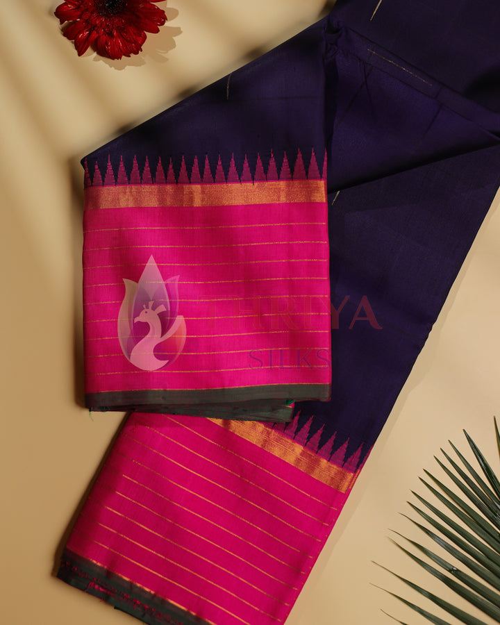 Navy Blue Kanchipuram Silk Saree - TSW1244