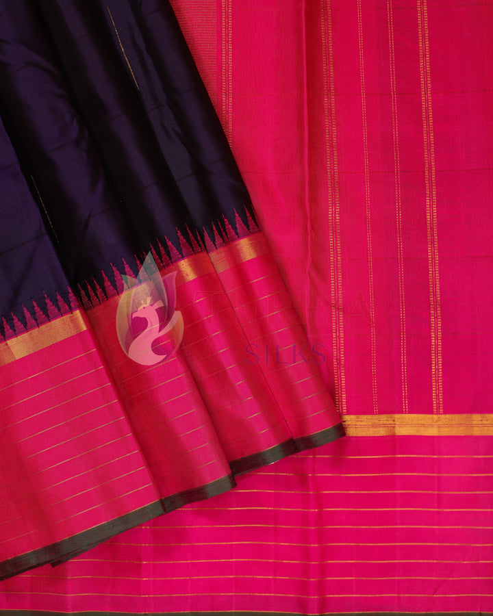 Navy Blue Kanchipuram Silk Saree - TSW1244