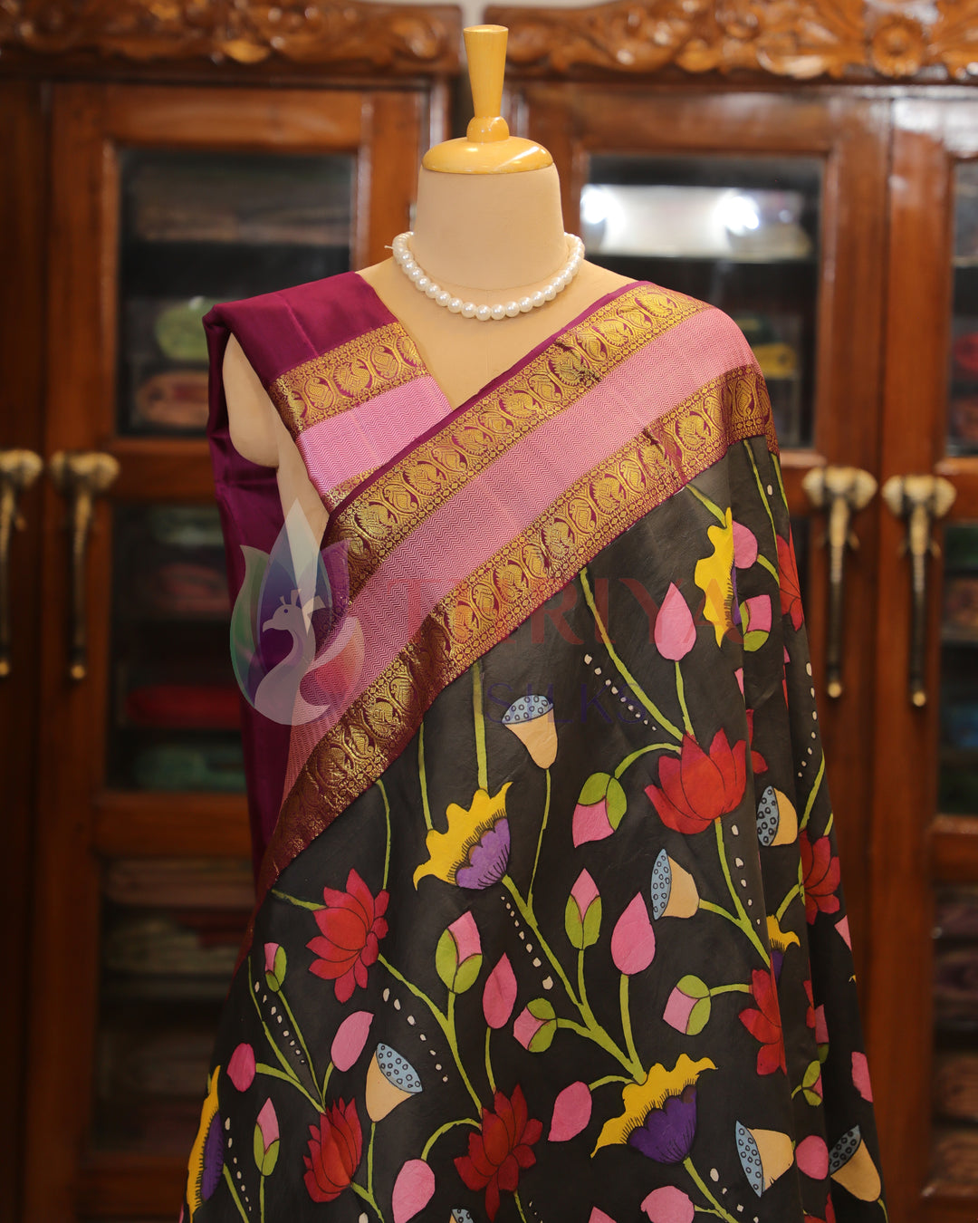 Elephant Gray Kalamkari Saree - TSW251002