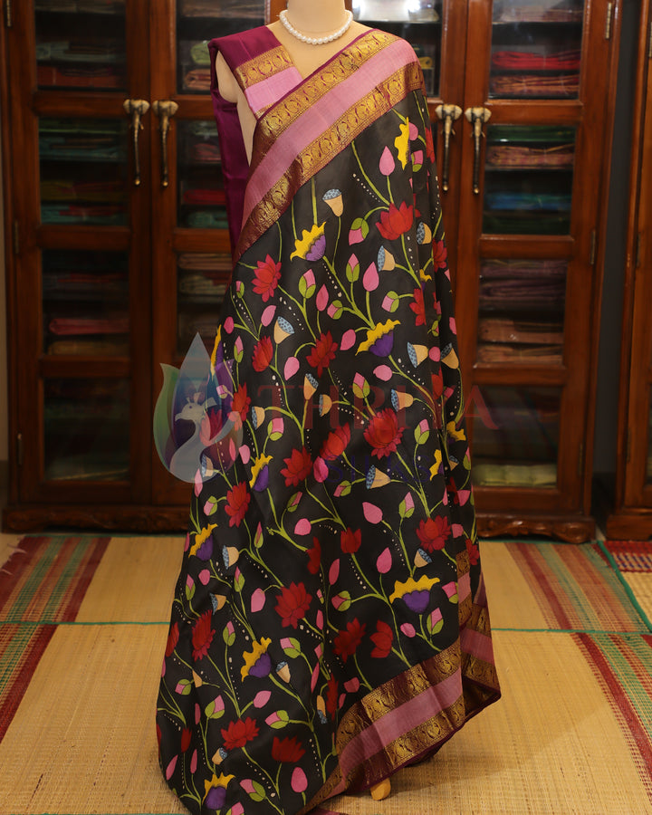 Elephant Gray Kalamkari Saree - TSW251002