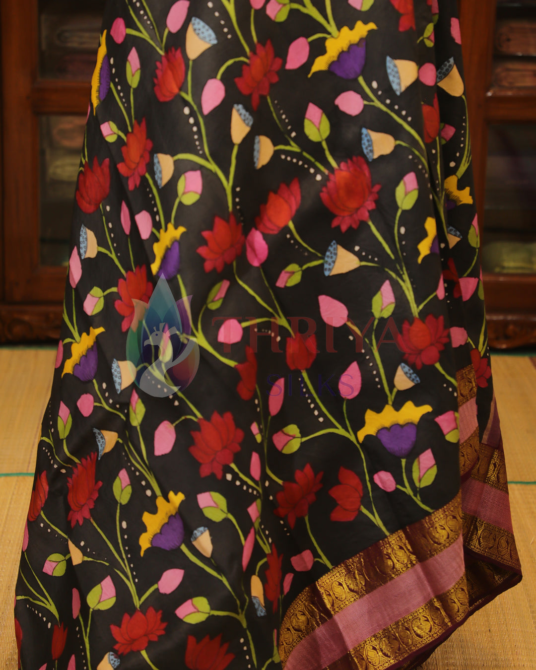 Elephant Gray Kalamkari Saree - TSW251002