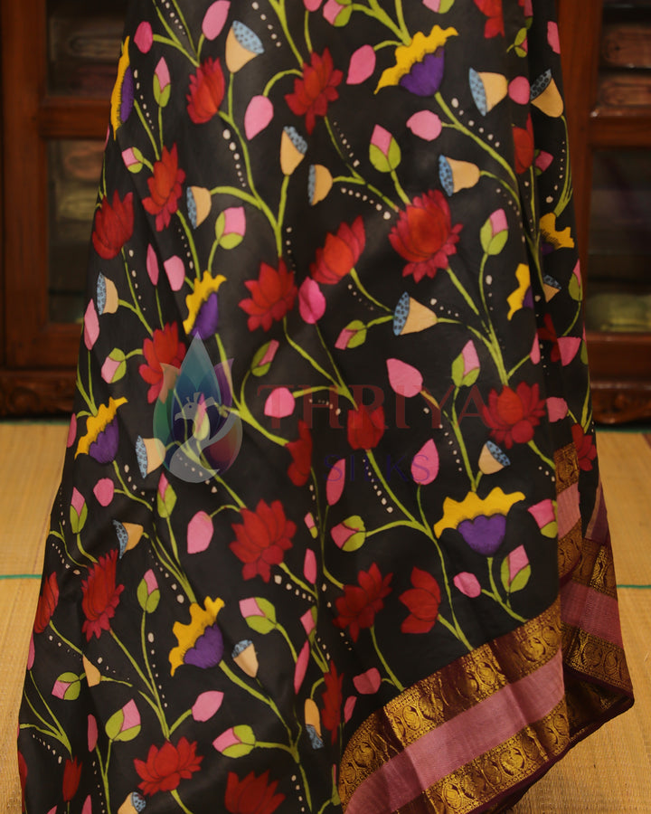 Elephant Gray Kalamkari Saree - TSW251002