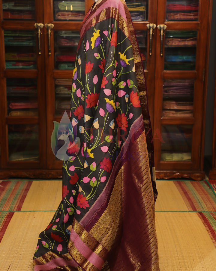 Elephant Gray Kalamkari Saree - TSW251002