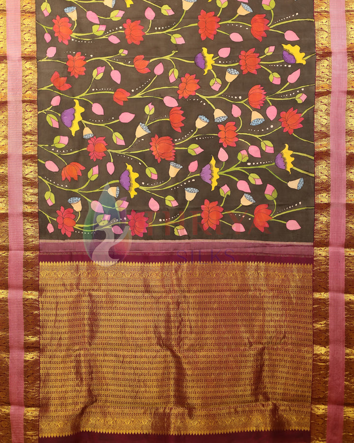Elephant Gray Kalamkari Saree - TSW251002