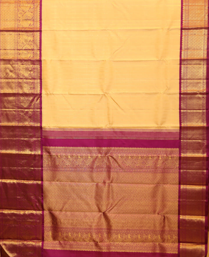 Sandal & Magenta Kanchipuram Silk Saree With Pure Zari - TS190601(2)