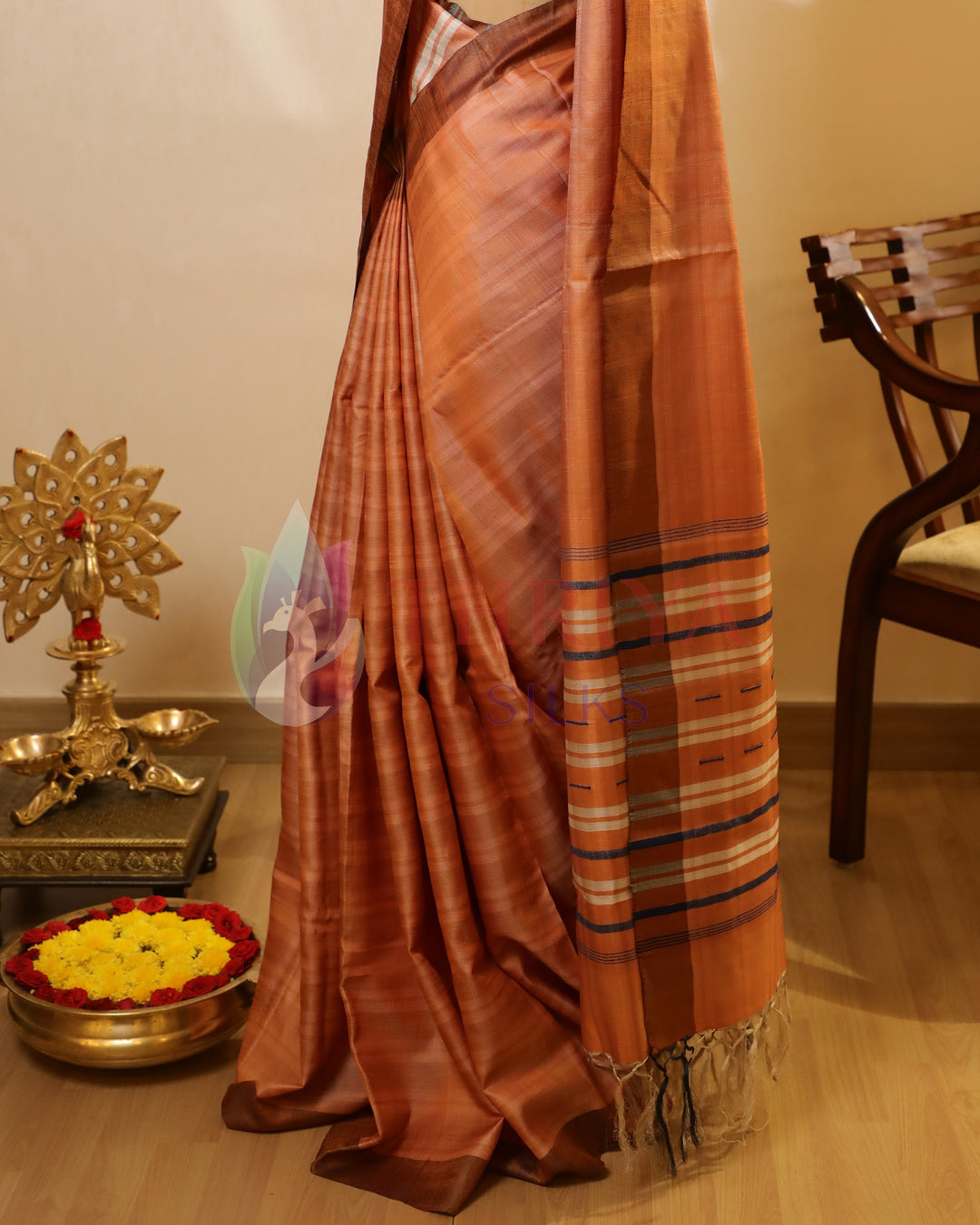 Orange Tussar Saree - TSW150306