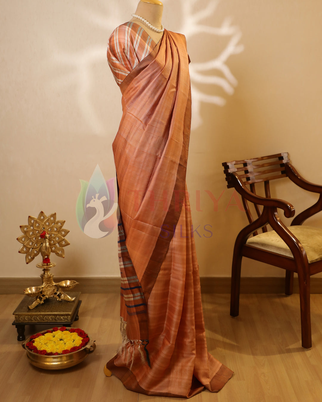 Orange Tussar Saree - TSW150306
