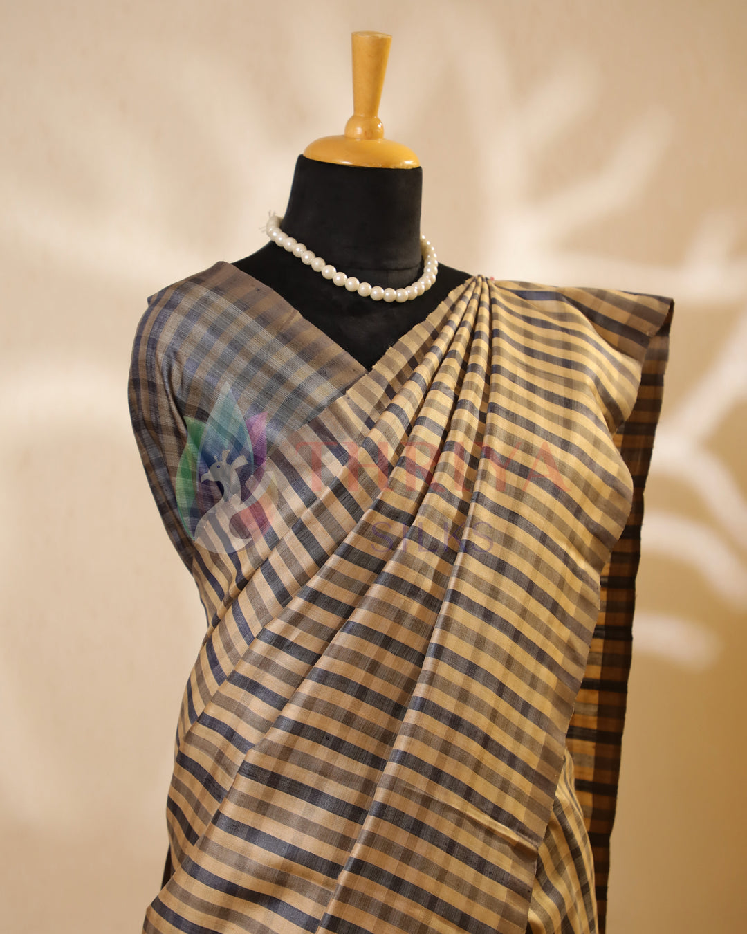 Black & White Tussar Saree - TSW150302