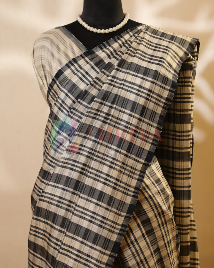 Black and White tussar saree - TSW150311