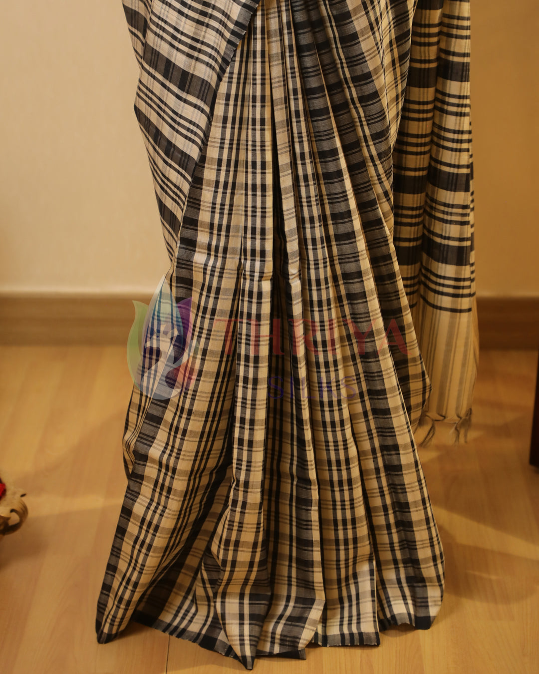 Black and White tussar saree - TSW150311