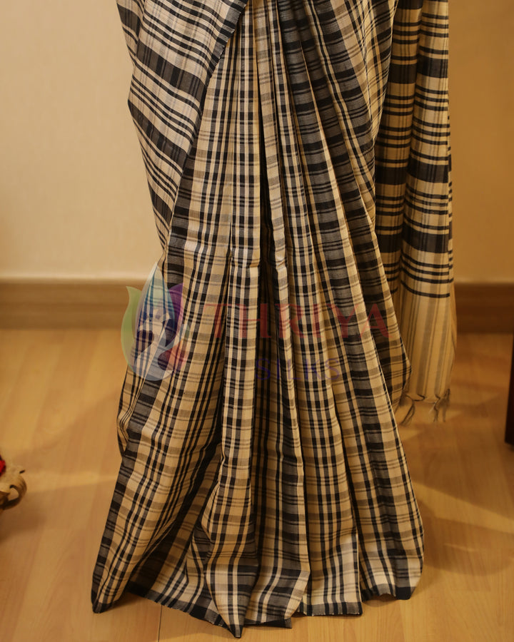 Black and White tussar saree - TSW150311