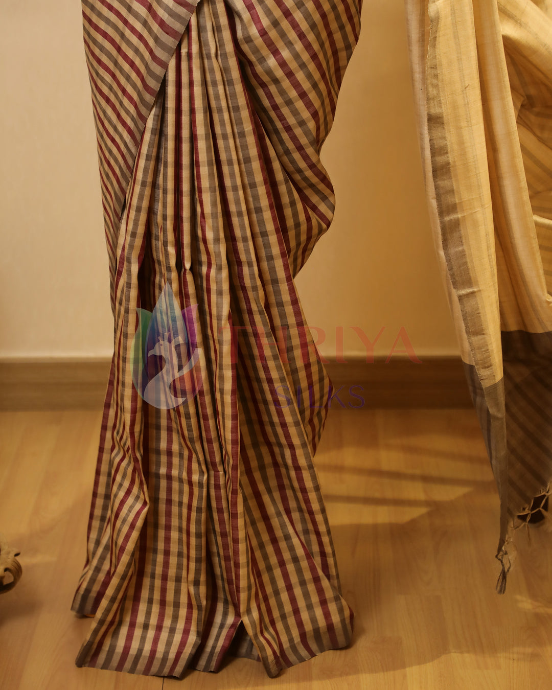 Gray & Pink Kattam Tussar Saree - TSW150313