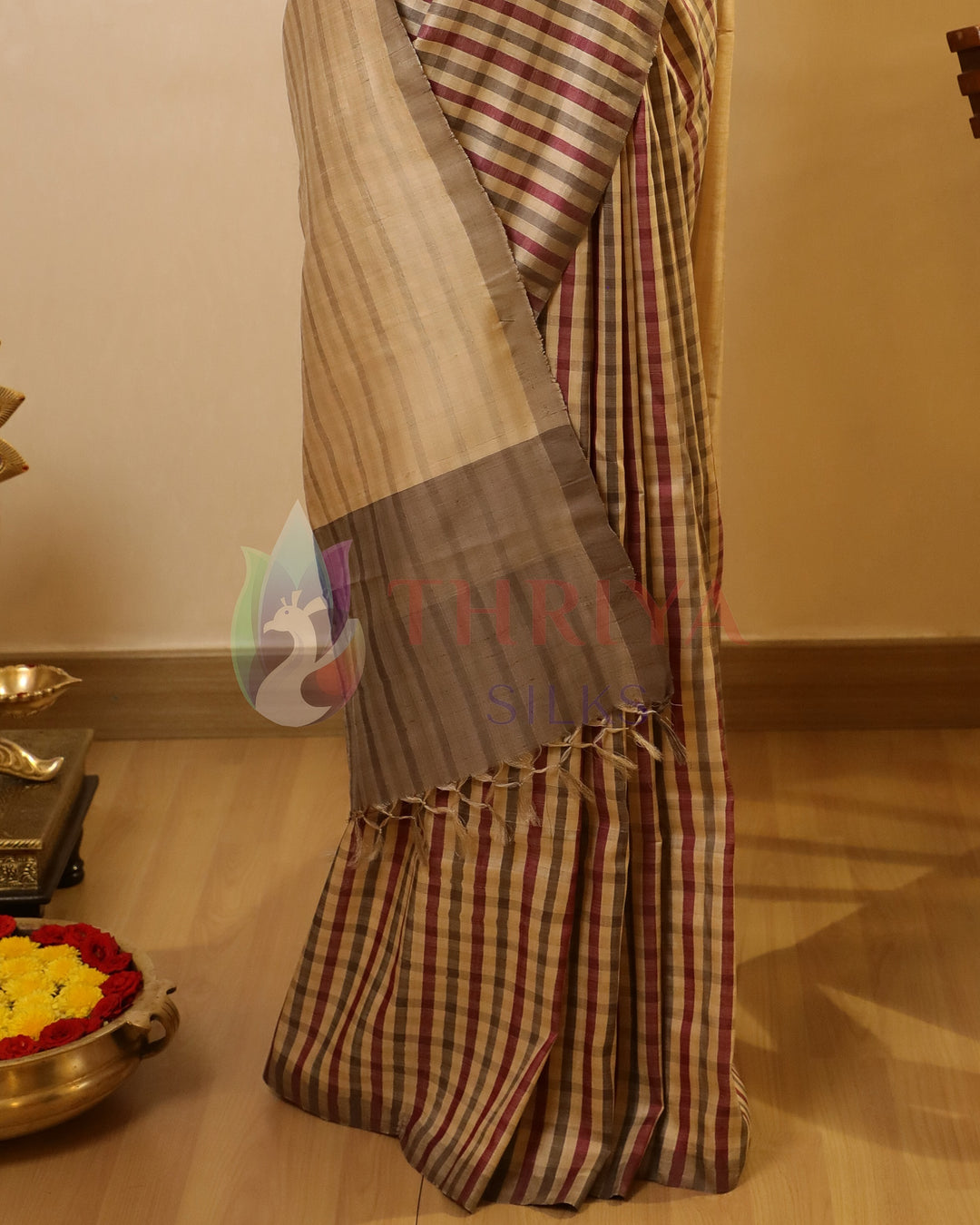 Gray & Pink Kattam Tussar Saree - TSW150313