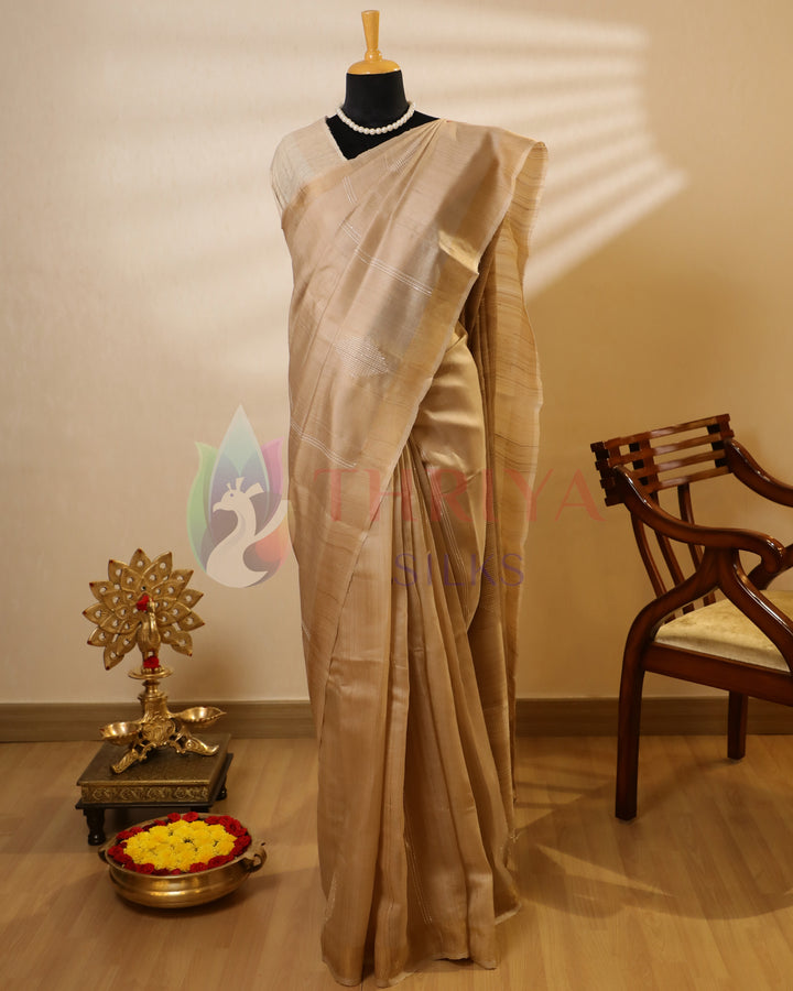 Beige Tussar Saree - TSW150309