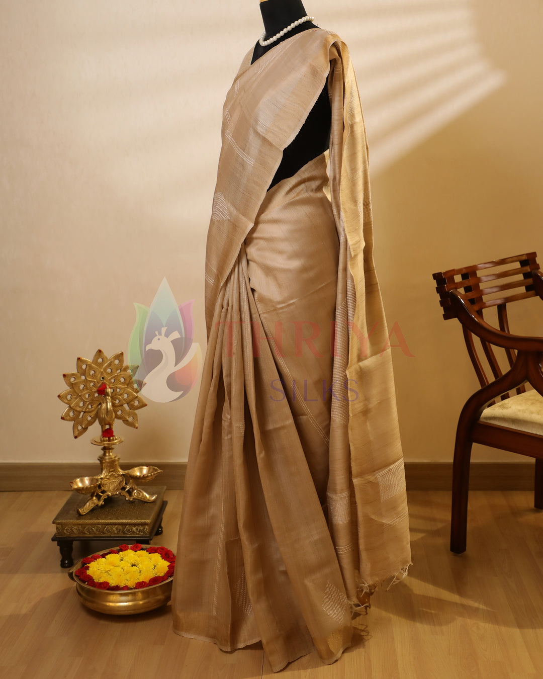 Beige Tussar Saree - TSW150309