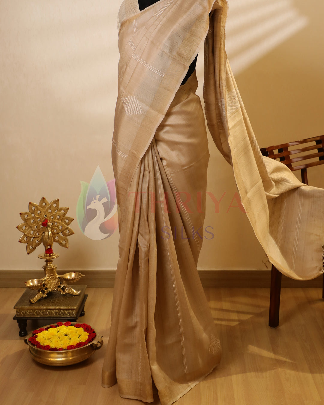 Beige Tussar Saree - TSW150309