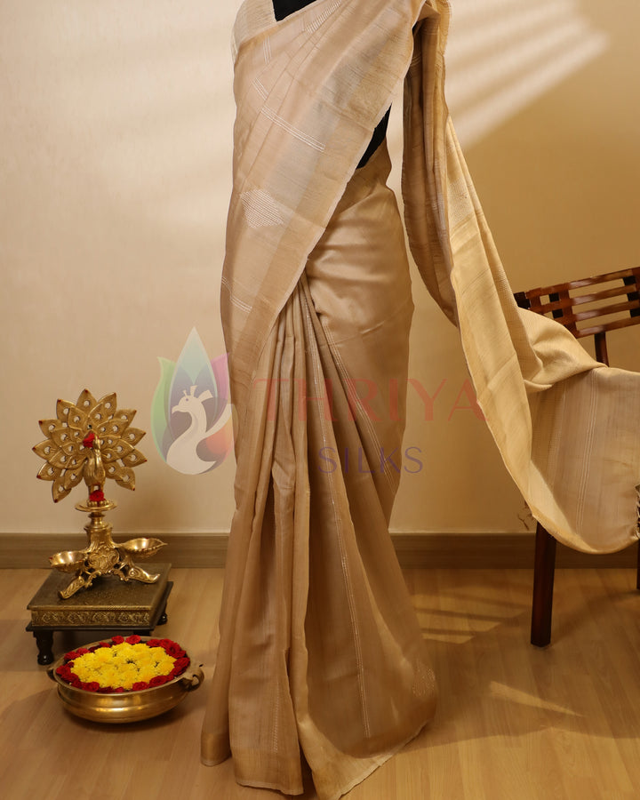 Beige Tussar Saree - TSW150309