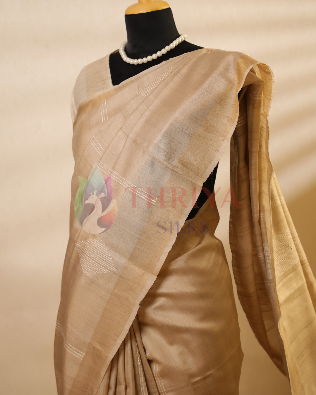 Beige Tussar Saree - TSW150309