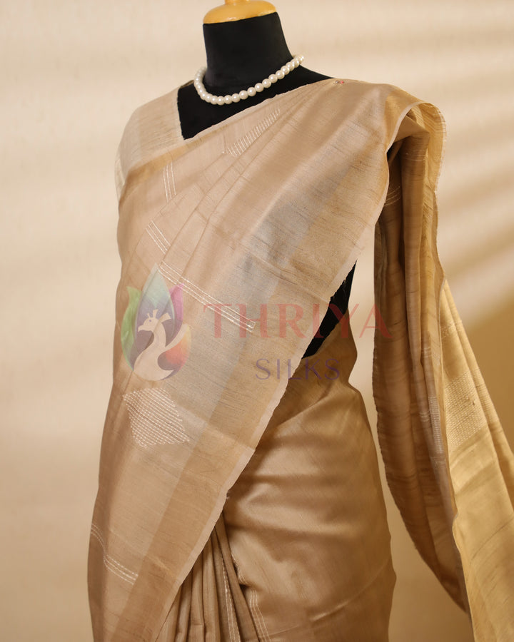 Beige Tussar Saree - TSW150309
