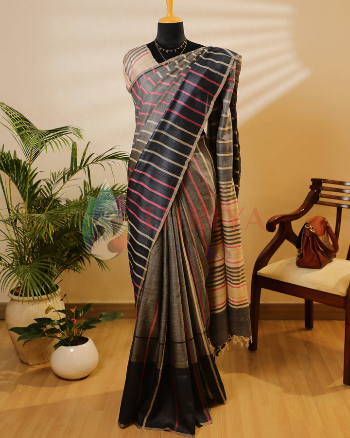 Half White Tussar Saree - TSW150303