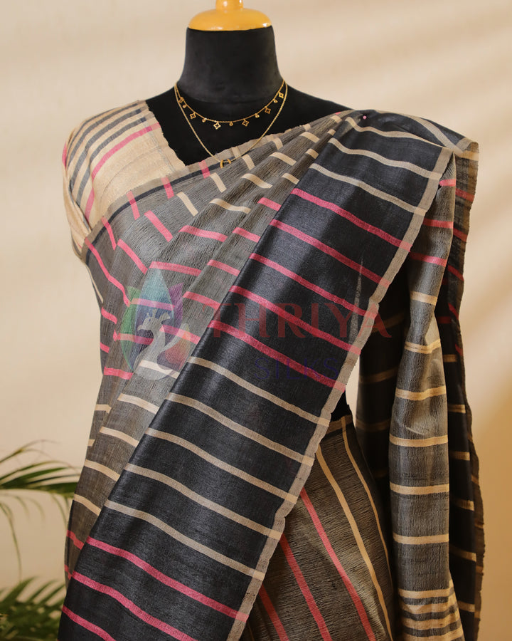 Half White Tussar Saree - TSW150303