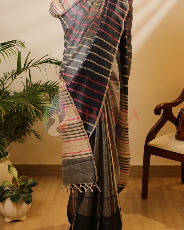 Half White Tussar Saree - TSW150303