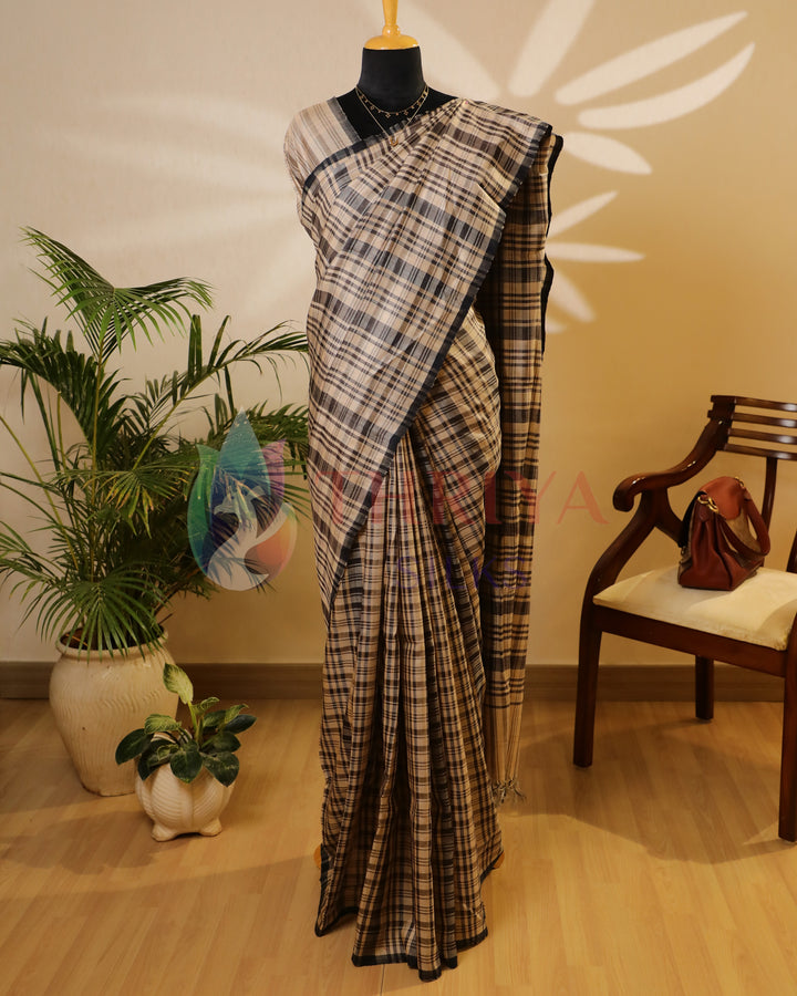 Half White With Black Tussar Saree - TSW150301