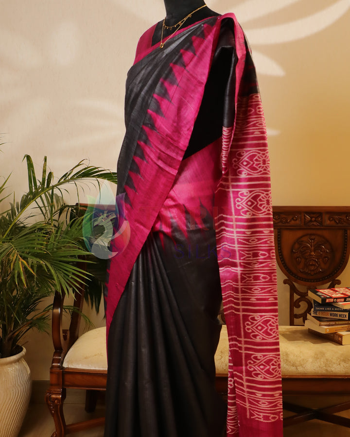 Grey Tussar Silk Saree - TSW1096