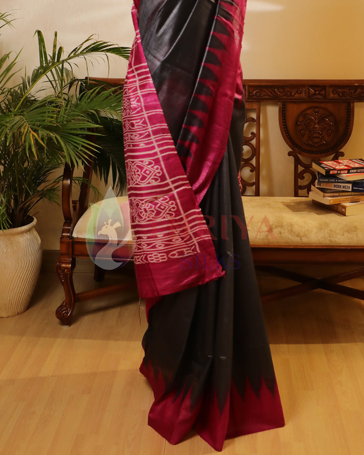 Grey Tussar Silk Saree - TSW1096