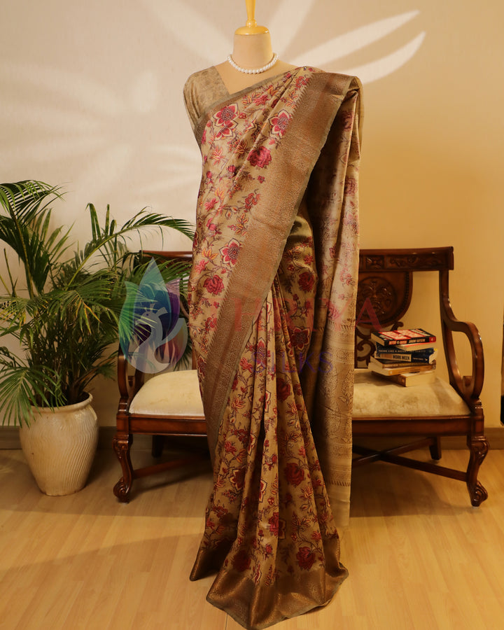 Chikku & Pista Green Tussar Saree - TWFMN0801