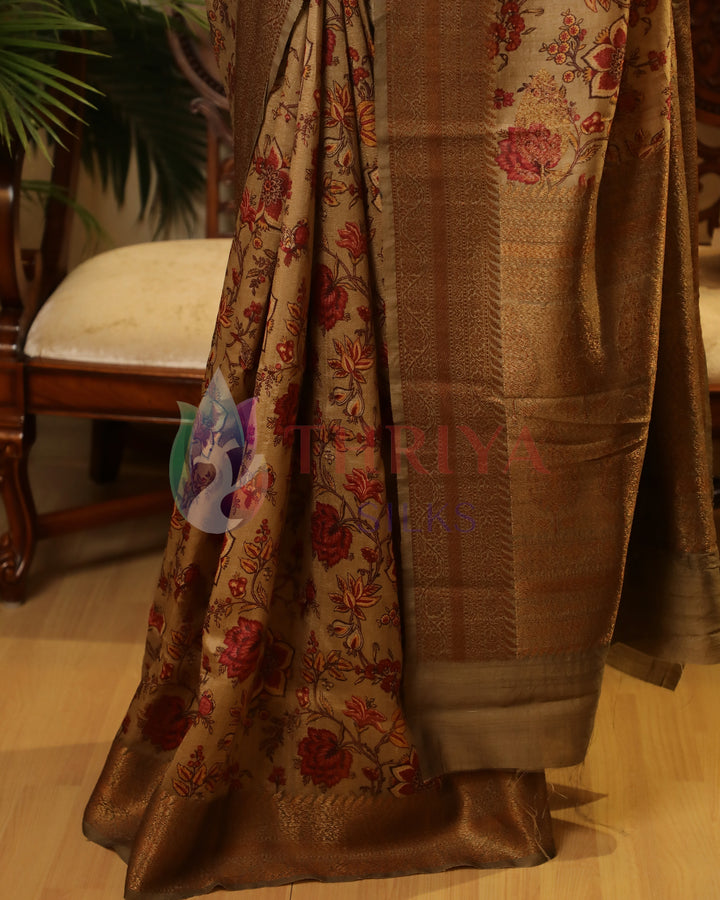 Chikku & Pista Green Tussar Saree - TWFMN0801