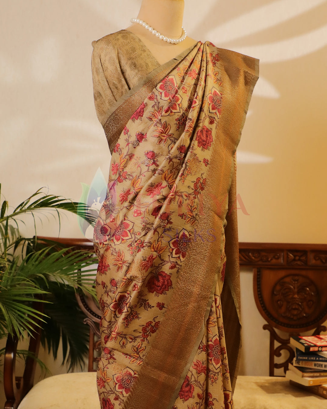 Chikku & Pista Green Tussar Saree - TWFMN0801