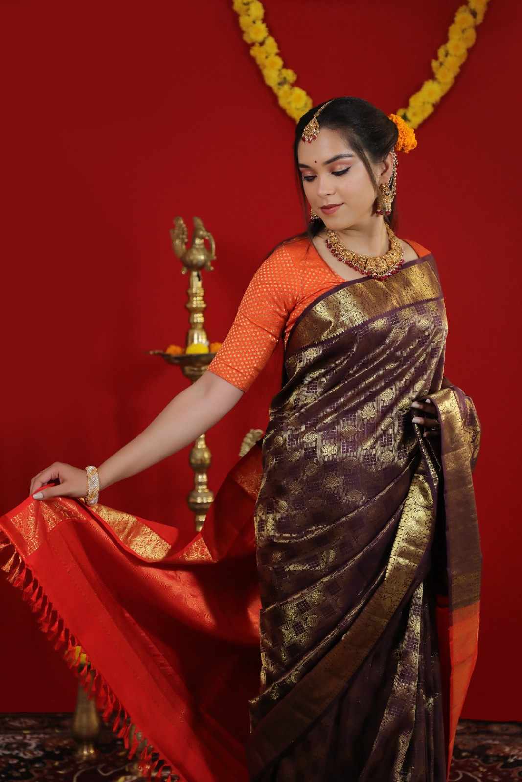 Brown Kanchipuram Silk Saree - TSW040901
