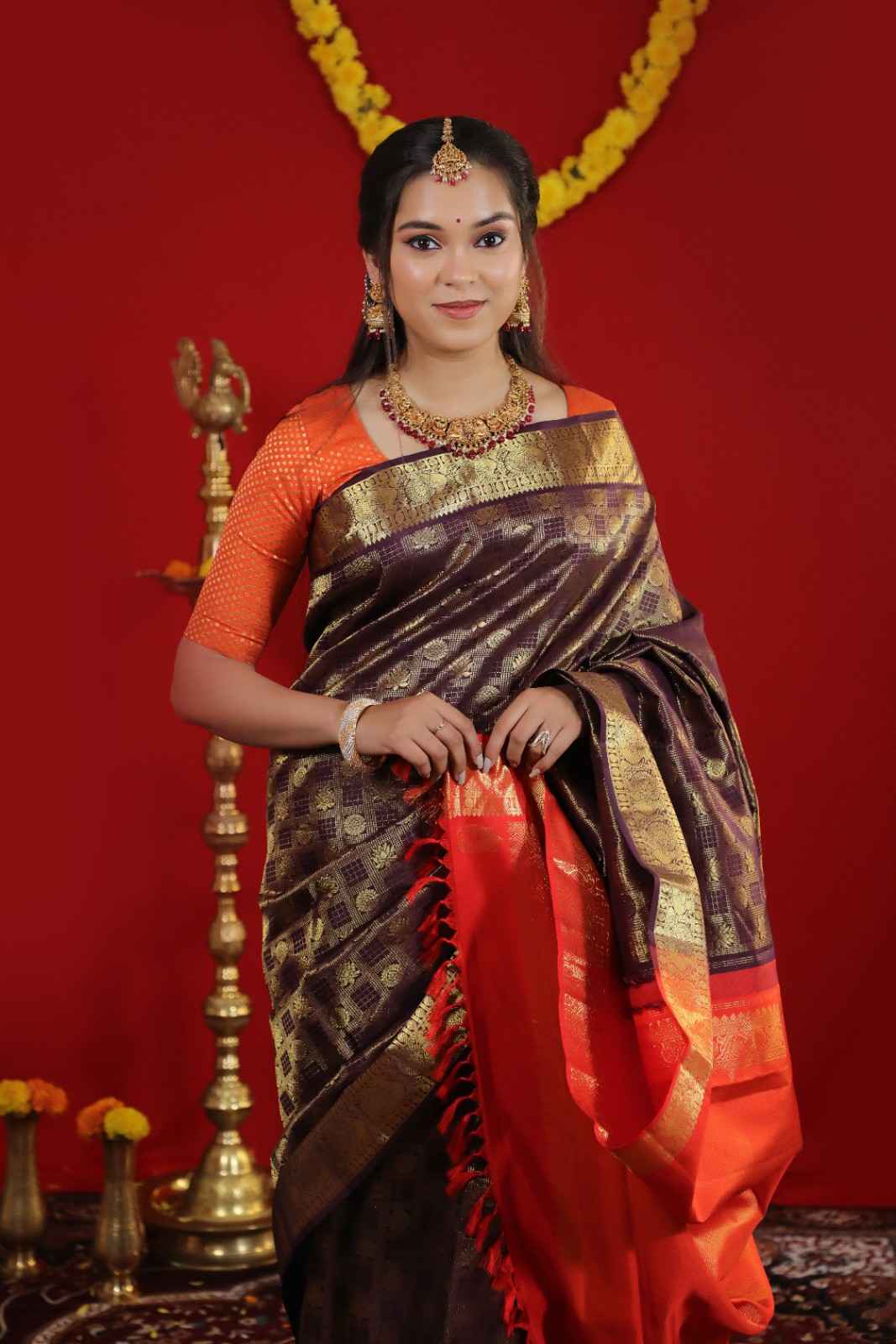 Brown Kanchipuram Silk Saree - TSW040901