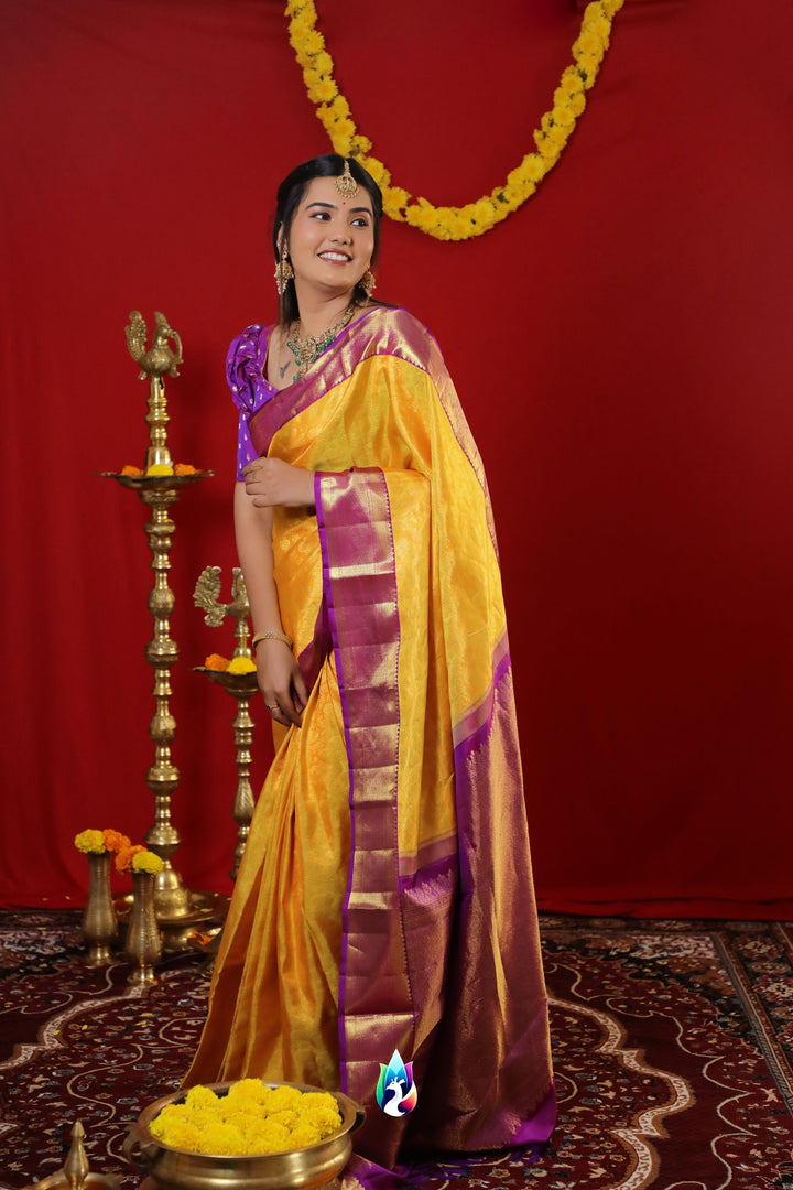 Yellow Kanchipuram Silk Saree - TS240801