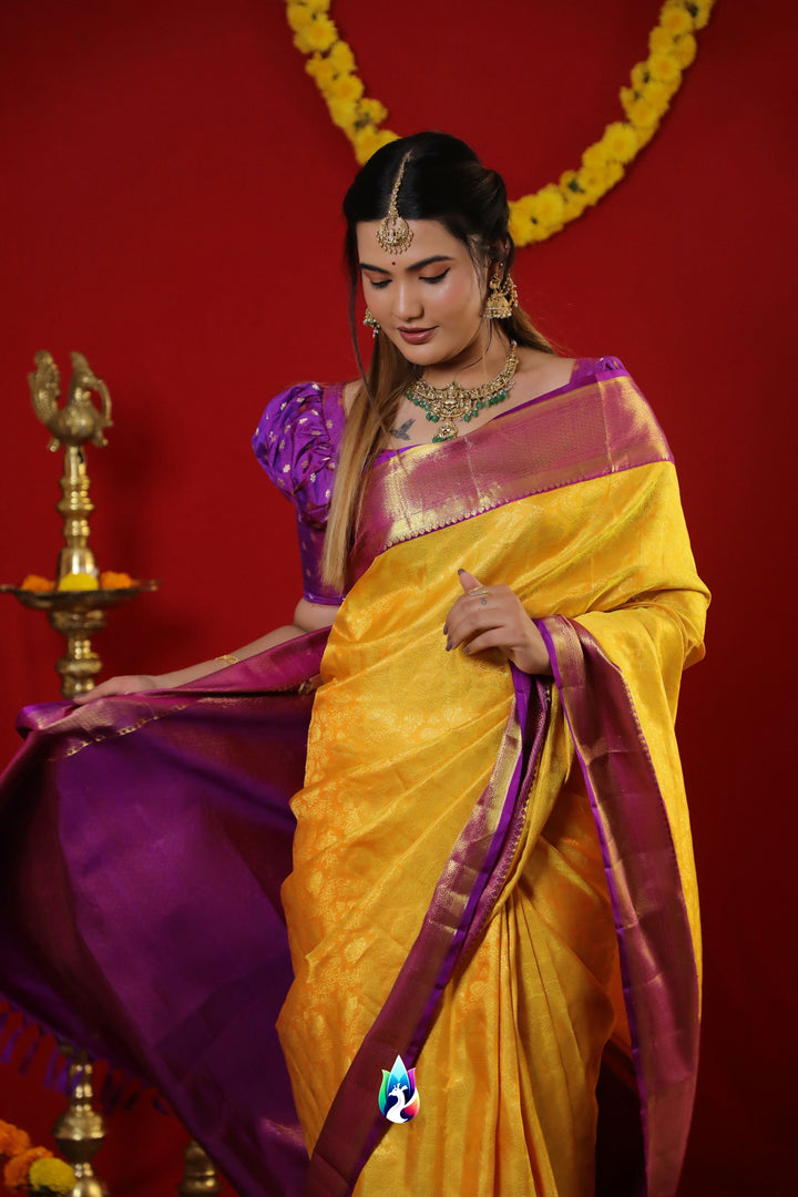 Yellow Kanchipuram Silk Saree - TS240801