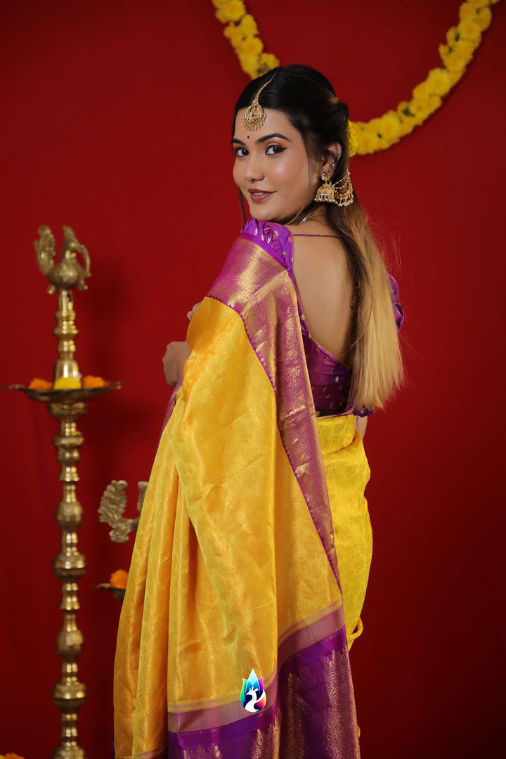 Yellow Kanchipuram Silk Saree - TS240801